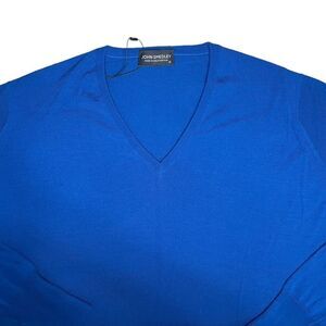 Blue V neck Merino wool sweater - John Smedley